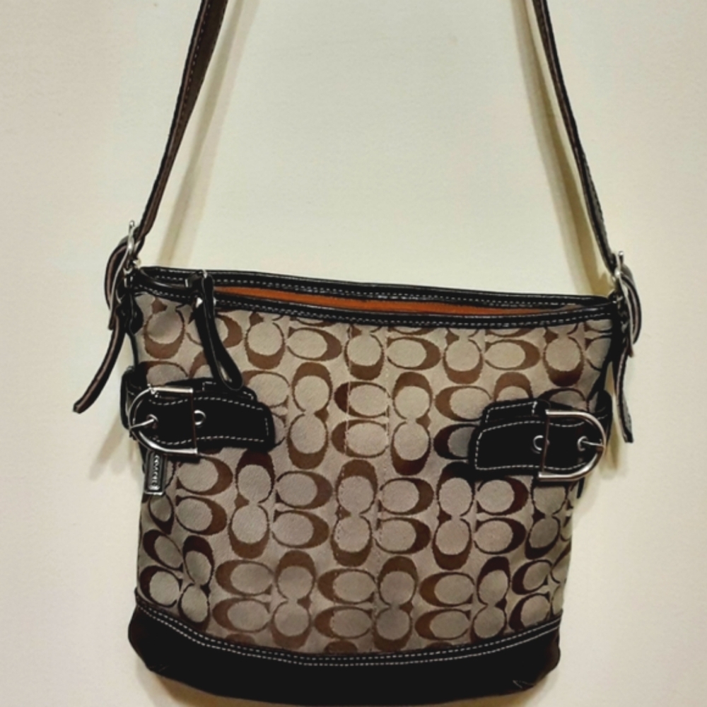Coach Brown/gold Signature Shoulder/Crossbody Bag